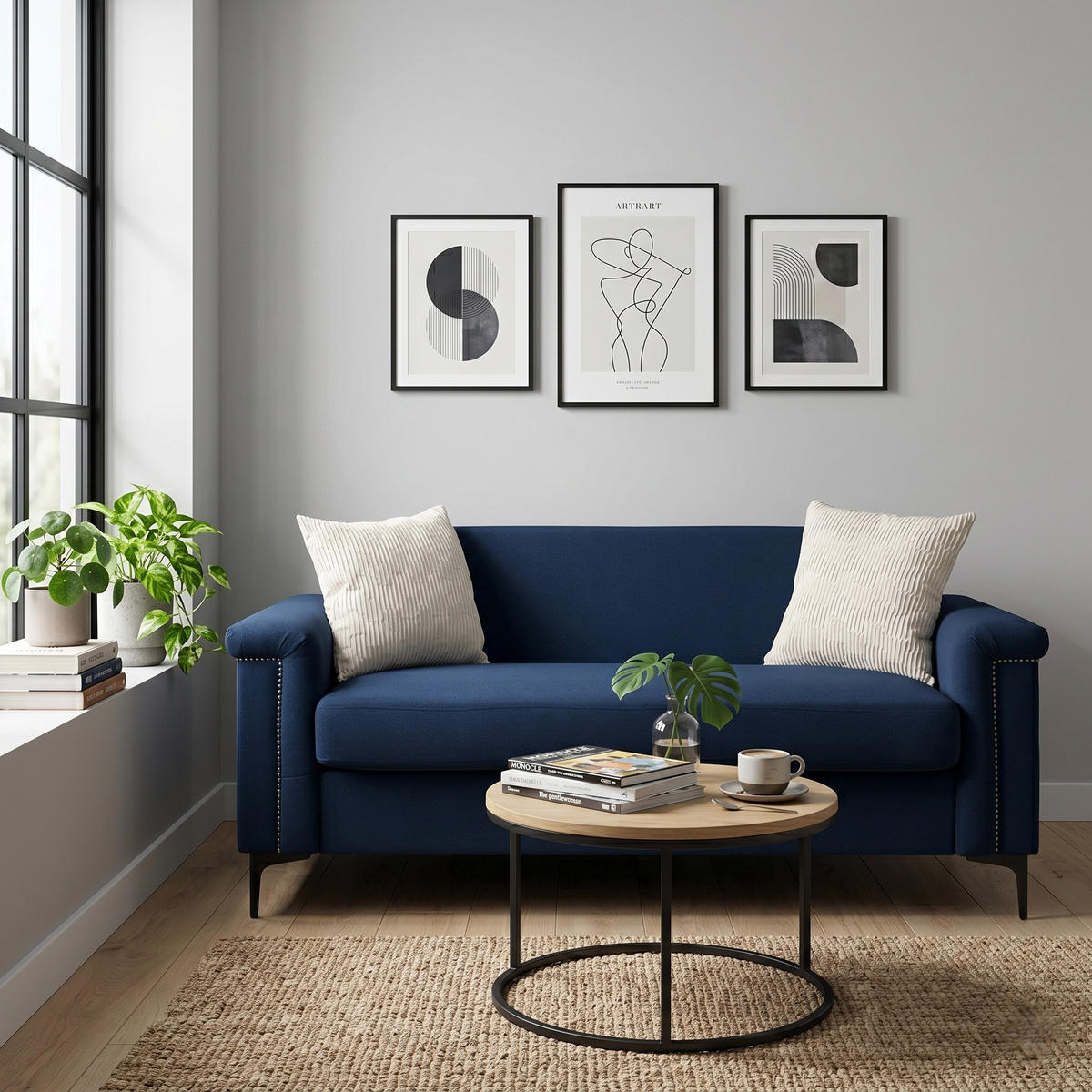 SOFA 2-Sitzer 172/73,5/81,5 cm Blau - Blau, Holz/Textil (73.5/81.5/172cm)