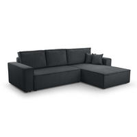 ECKSOFA L Form Cedria Grey 287/145/85 cm mit Schlaffunktion - Schwarz/Grau, Kunststoff/Textil (287/145cm) - AX Living