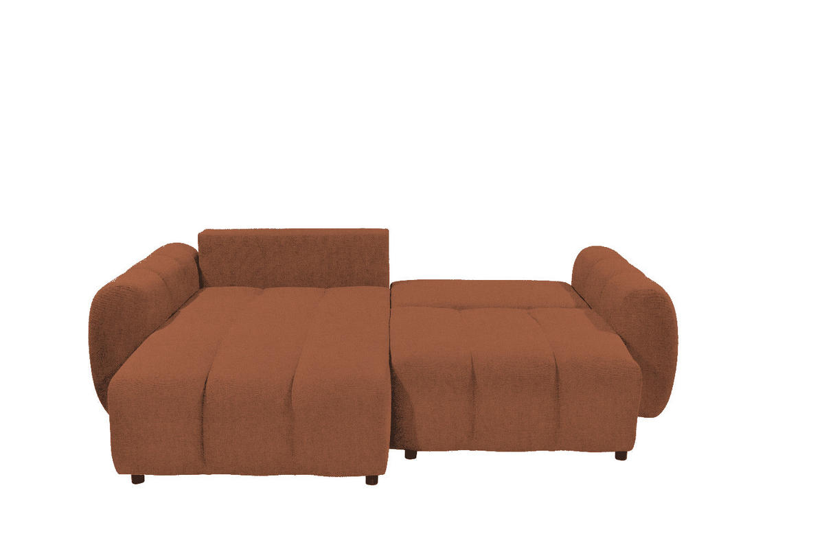 ECKSCHLAFSOFA mit Schlaffunktion und Bettkasten, beidseitig montierbar - Terracotta/Schwarz, Holz/Kunststoff (260/192cm) - ed exciting design