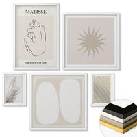 WANDBILDER 5er-Set - 50x50 cm & 20x30 cm & 40x60 cm Weißer Rahmen - Minimalistische Sandwellen - Weiß, Kunststoff (40/60cm) - ArtPrintCave