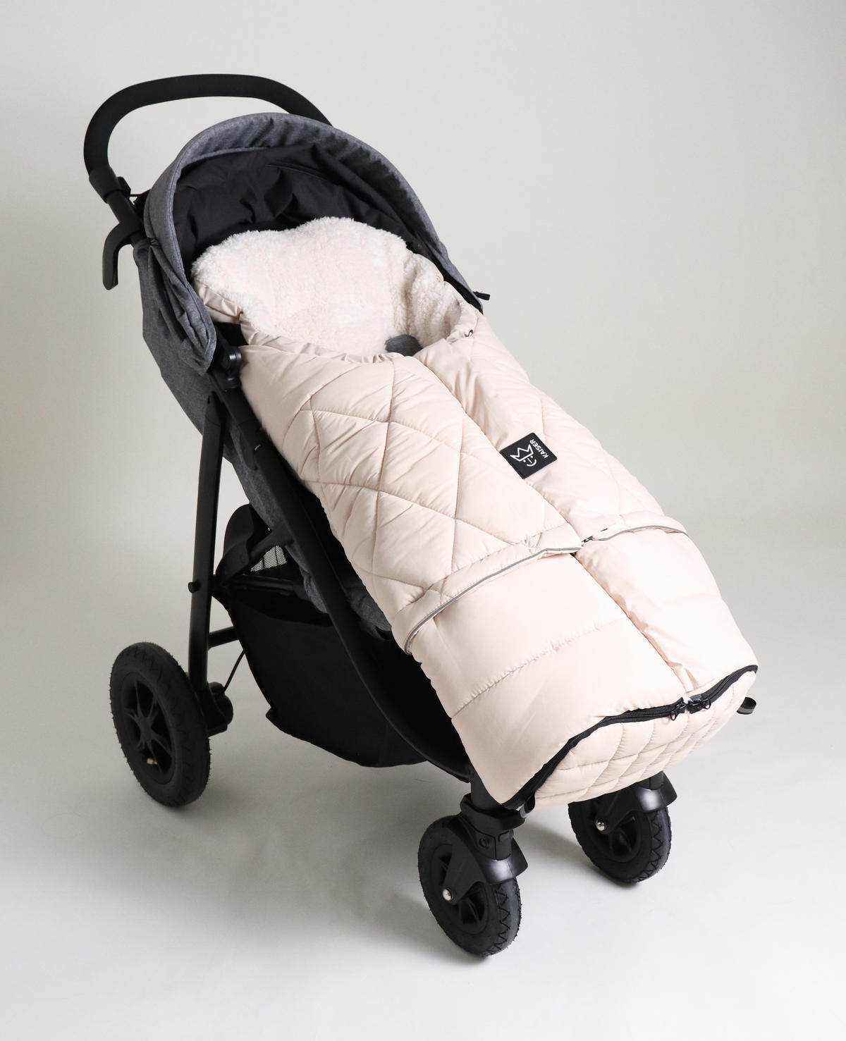 KINDERWAGEN-FUSSSACK Moony 2in1, Sherpa Fleece cream, sand - Beige, Textil (48/10/105cm) - Kaiserbaby