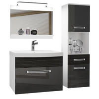 BADMÖBEL Badezimmer Silber Ebenholz Glänzend Matt - Silberfarben, Holz (100/113/40cm) - B BELINI GROUP