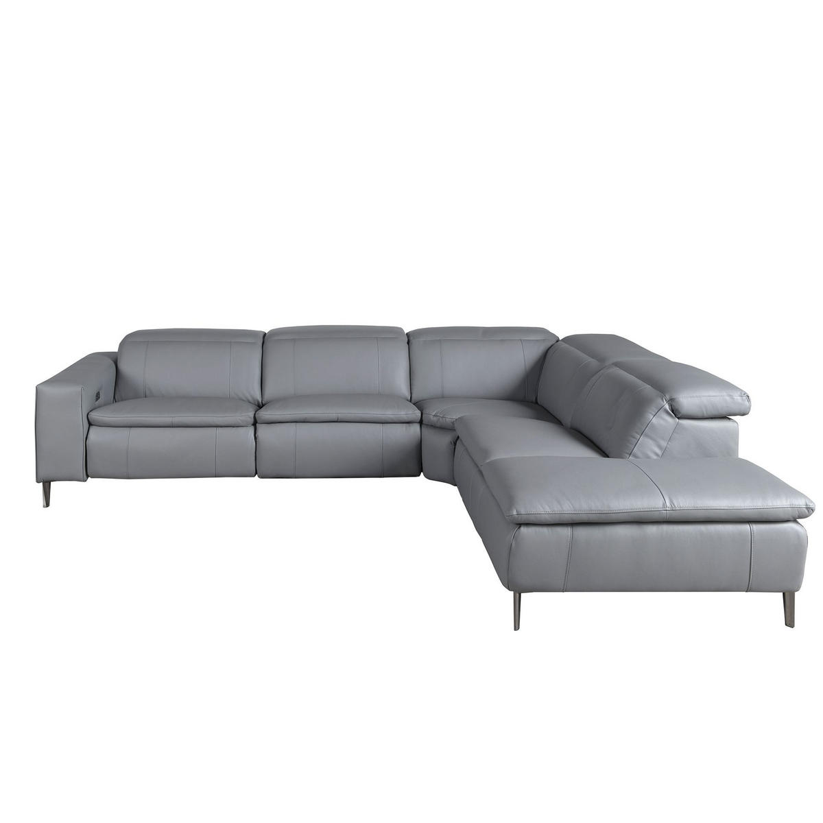 ECKSOFA Relaxsofa mit Chaiselongue rechts in Leder grau 330/224/100 cm - Grau, Leder/Metall (330/224cm) - ANGEL CERDA