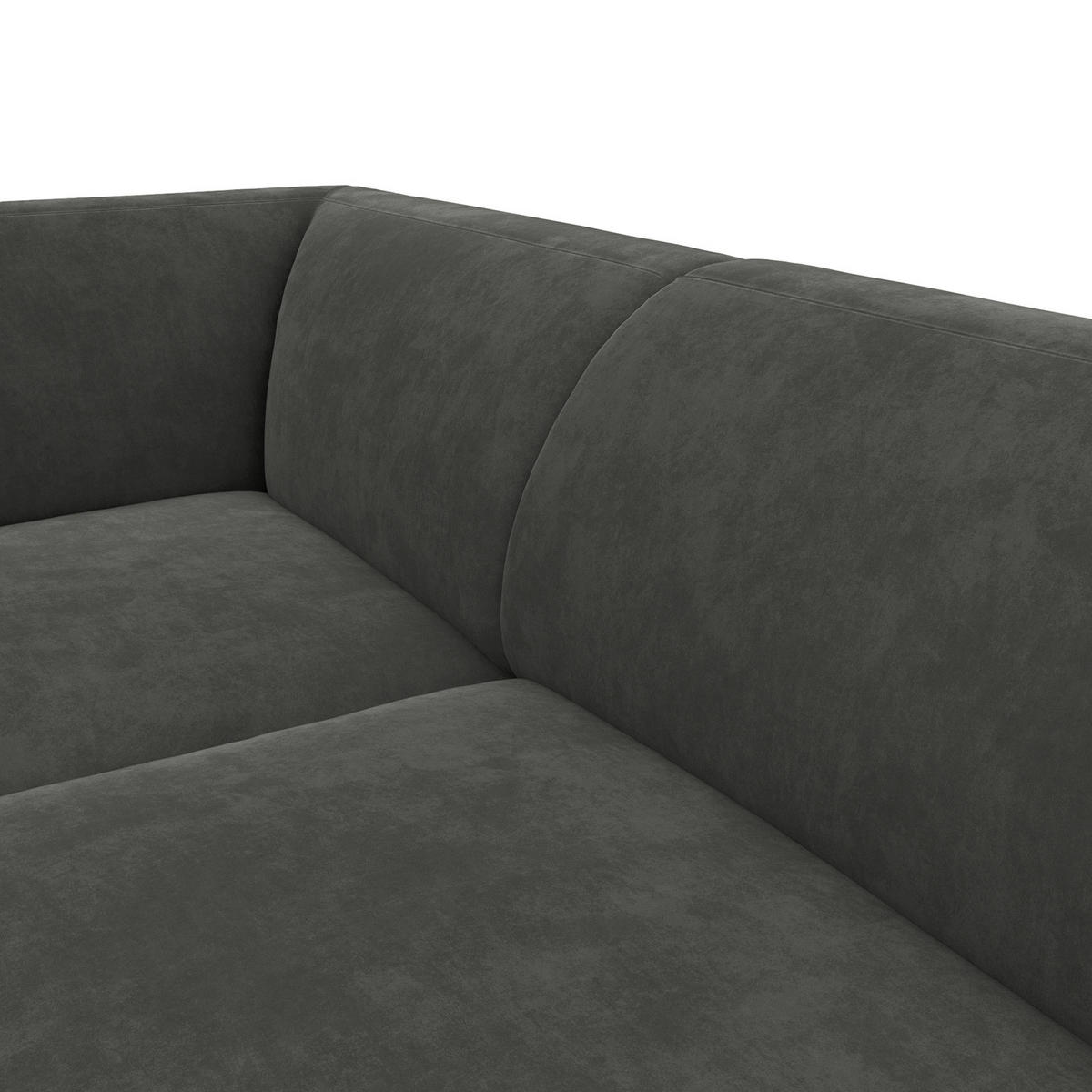 2,5-SITZER ECKSOFA mit Ottomane - Schwarz/Grün, Textil/Metall (252/205cm) - home24