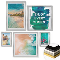WANDBILDER 5er Set - 50x50 cm & 20x30 cm & 40x60 cm Silberner Rahmen - Inspiration für ein Fahrrad mit Seeboot - Silberfarben, Kunststoff (40/60cm) - ArtPrintCave