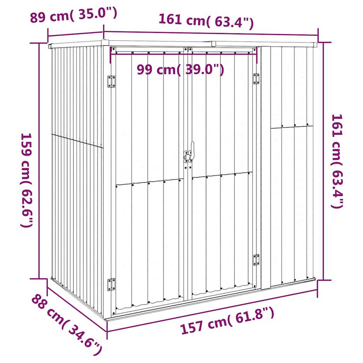 GERÄTEHAUS Grün 161/89/161 Cm Verzinkter Stahl - Grün, Metall (161/161/89cm) - vidaXL