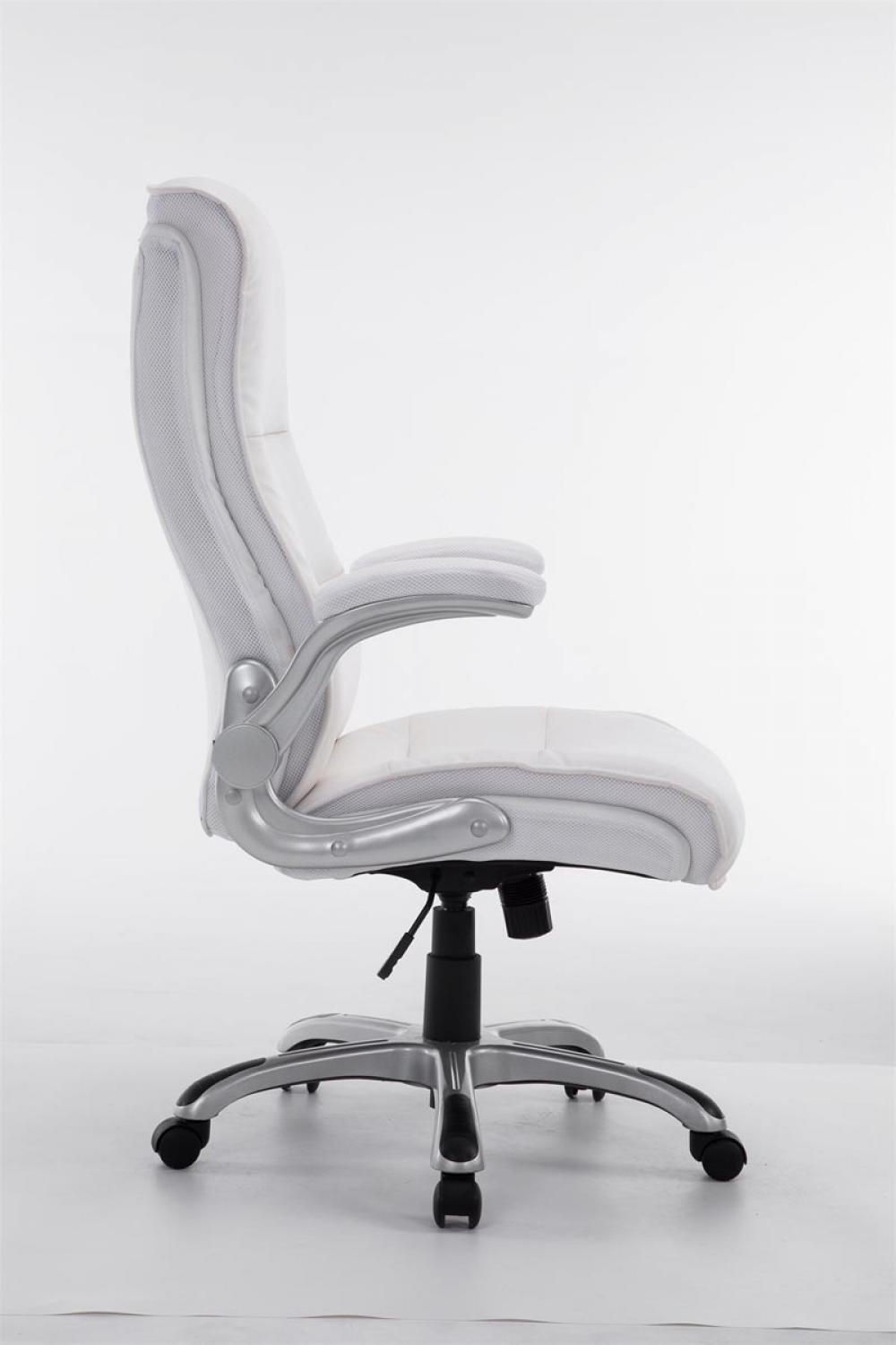 CHEFSESSEL Lederlook weiß - Weiß/Grau, Kunststoff/Textil (74/108/76cm) - CLP