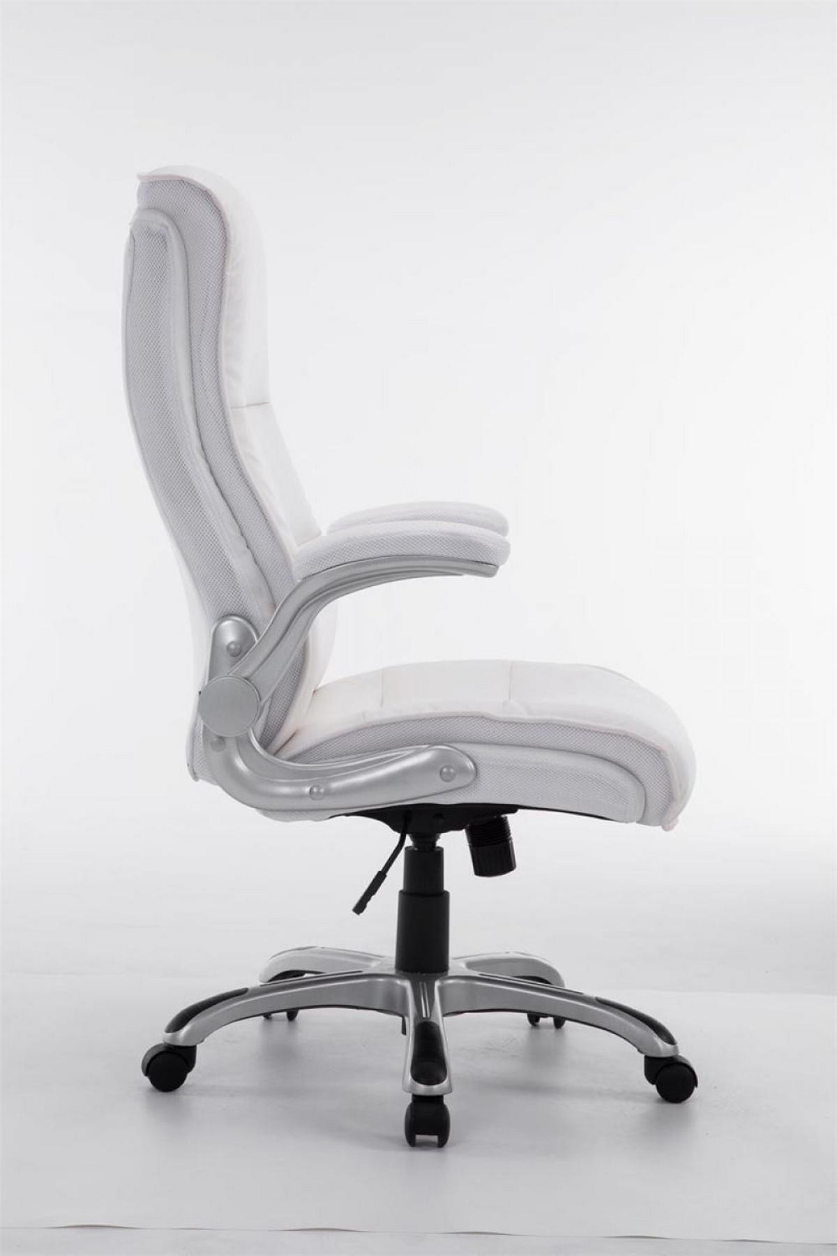 CHEFSESSEL Lederlook weiß - Weiß/Grau, Kunststoff/Textil (74/108/76cm) - CLP