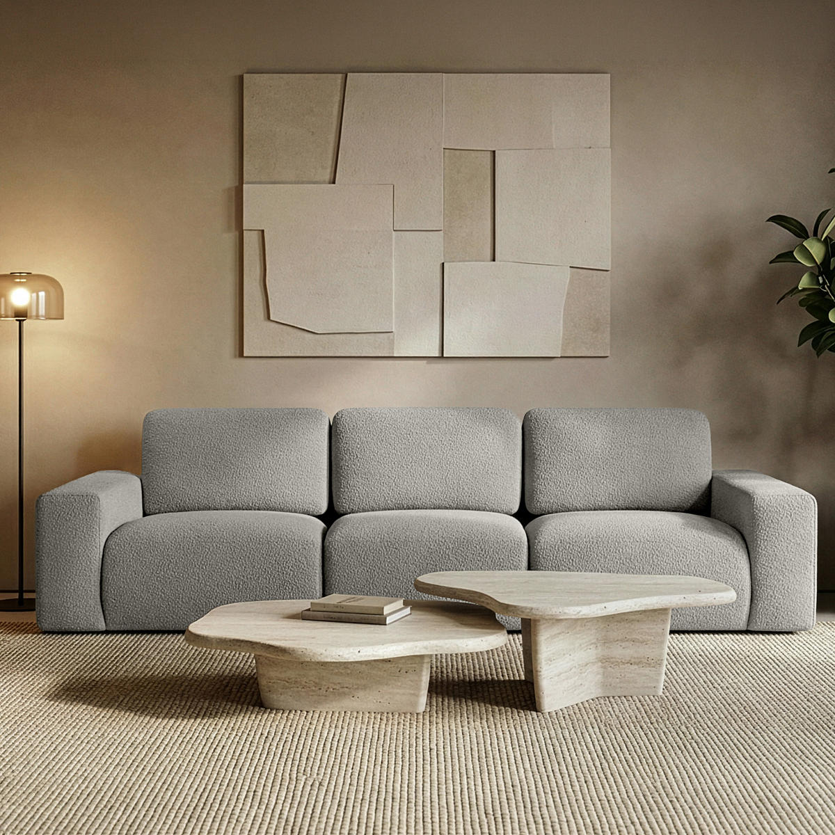 3-SITZER SOFA ZUCCO, Hellaschgrau - Hellgrau, Holz/Holzwerkstoff (292/85/100cm) - KONSIMO®
