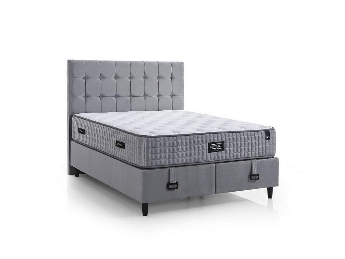 POLSTERBETTSET Optimal 160x200 Grau - Grau, Textil/Metall (160/200cm) - Villa Möbel