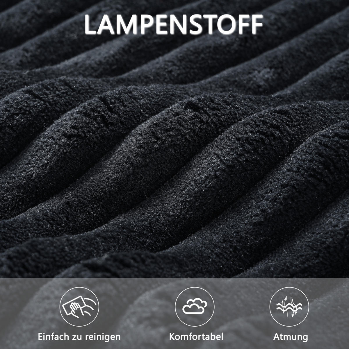 ECKSOFA 261/146/65 cm schwarz aus Cord mit Ottomane und Kissen - Schwarz, Textil (146/261cm) - OKWISH