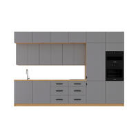 KÜCHENZEILE 360 cm - Nexa K72-G360-R - in Beige / Matt - Beige/Schwarz, Holz/Metall (360/212/58cm) - ROYAL24_MARKT