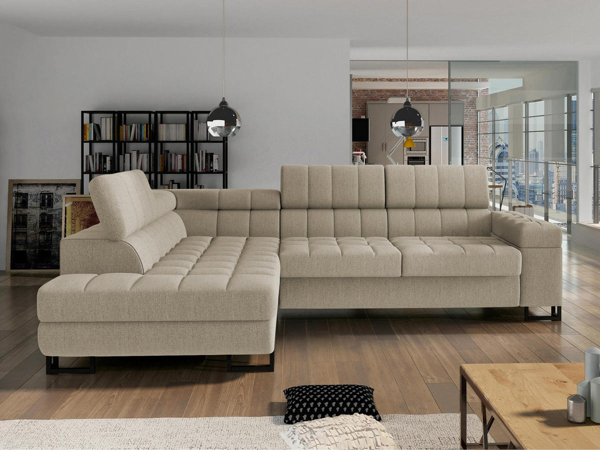 ECKSOFA Laris, Seite: Links - Schwarz/Naturfarben, Holz/Textil (271/203cm) - MIRJAN24