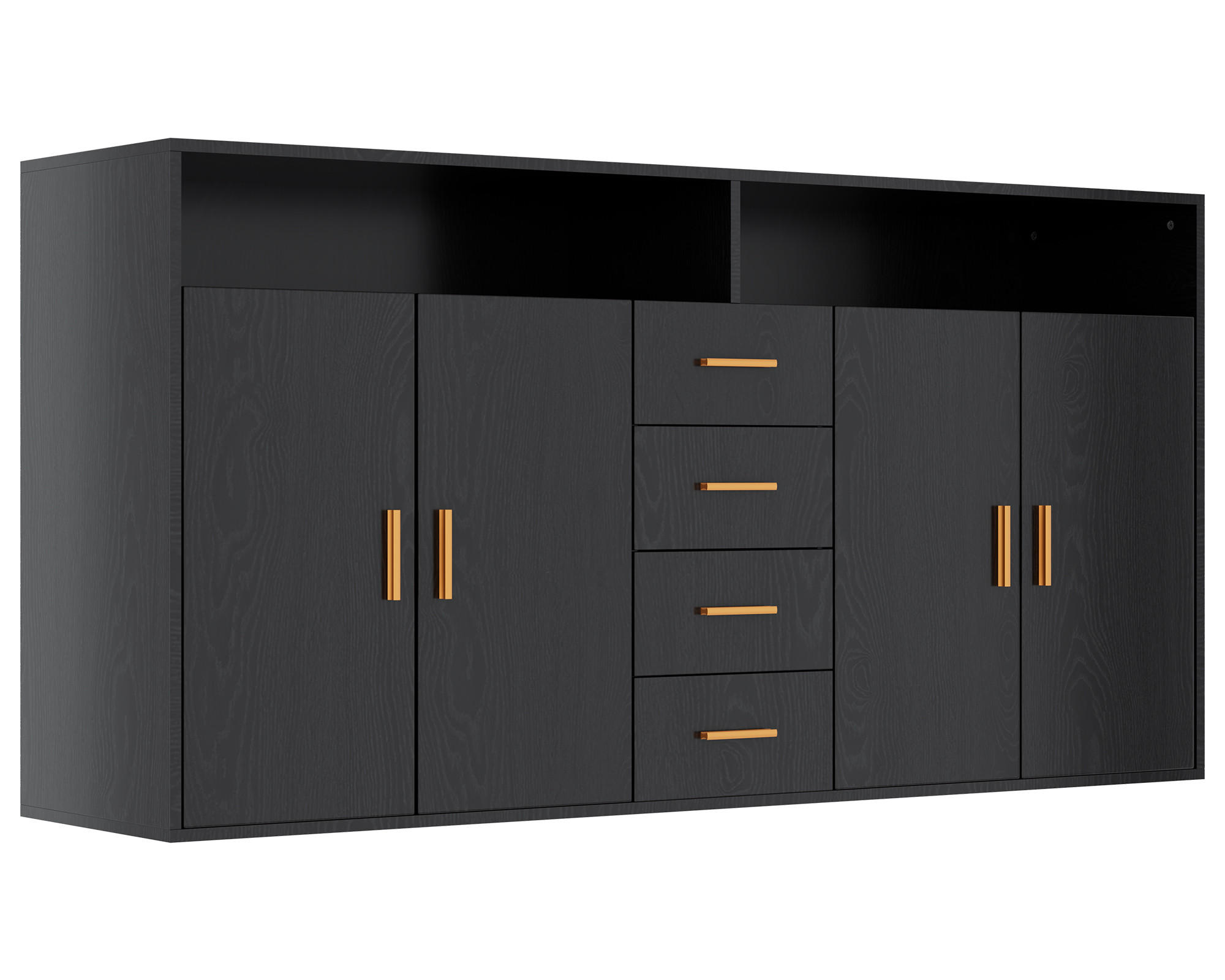 SIDEBOARD in 160/81/40cm - Schwarz, Holzwerkstoff/Metall (160/81/40cm) - HOMAVO