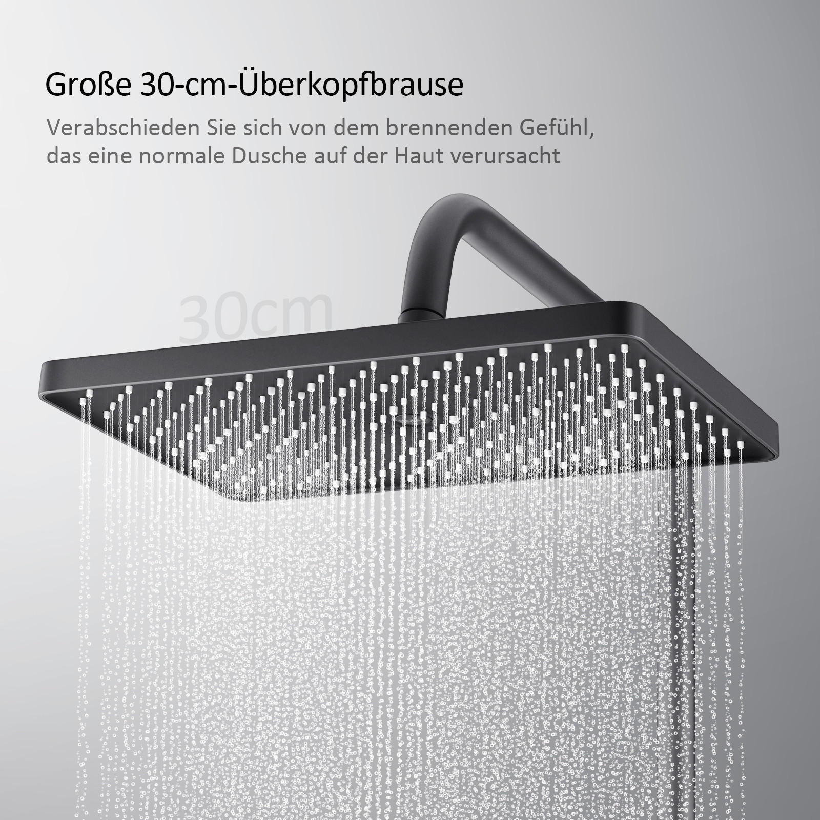 ÜBERKOPFBRAUSESET mit Armatur Thermostat und Ablage Anthrazit - Anthrazit, Metall (36/106.6/48.7cm) - EMKE