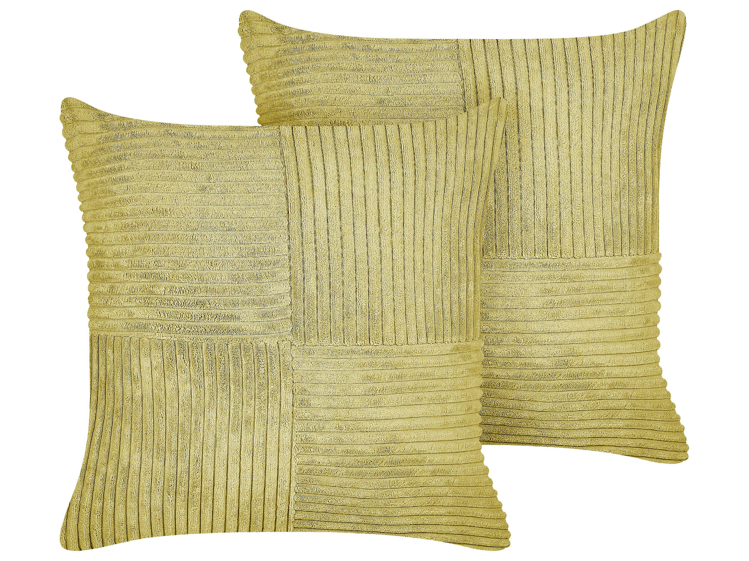 DEKOKISSEN CORD 2er-Set Olivgrün 43/43 cm Millet - Olivgrün, Textil (43/43cm) - Beliani