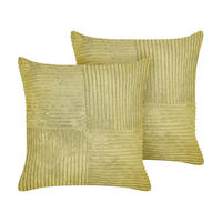 DEKOKISSEN CORD 2er-Set Olivgrün 43/43 cm Millet - Olivgrün, Textil (43/43cm) - Beliani