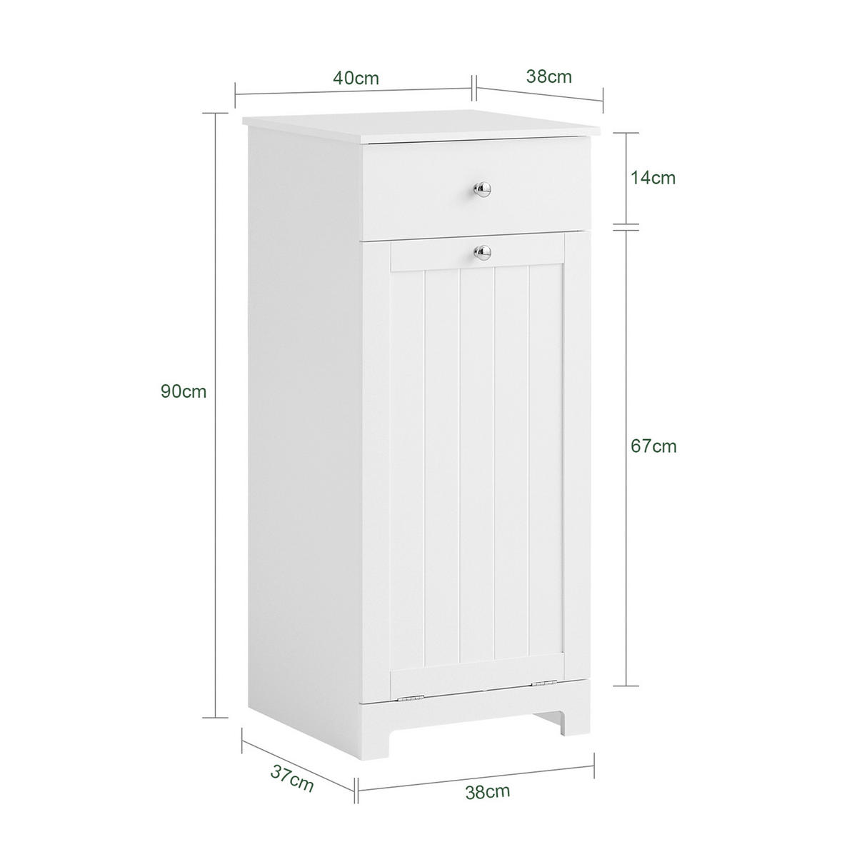 WÄSCHESCHRANK Weiß - Weiß, Holzwerkstoff (40/90/38cm) - SoBuy