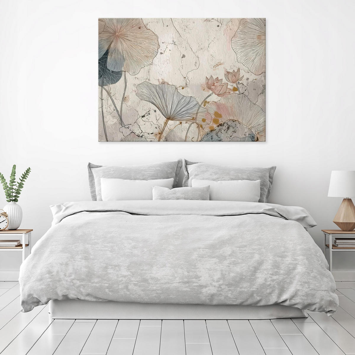 LEINWANDBILD Blumen Beton Beige 120x80 cm - Multicolor, Holzwerkstoff (120/80cm) - Wallarena