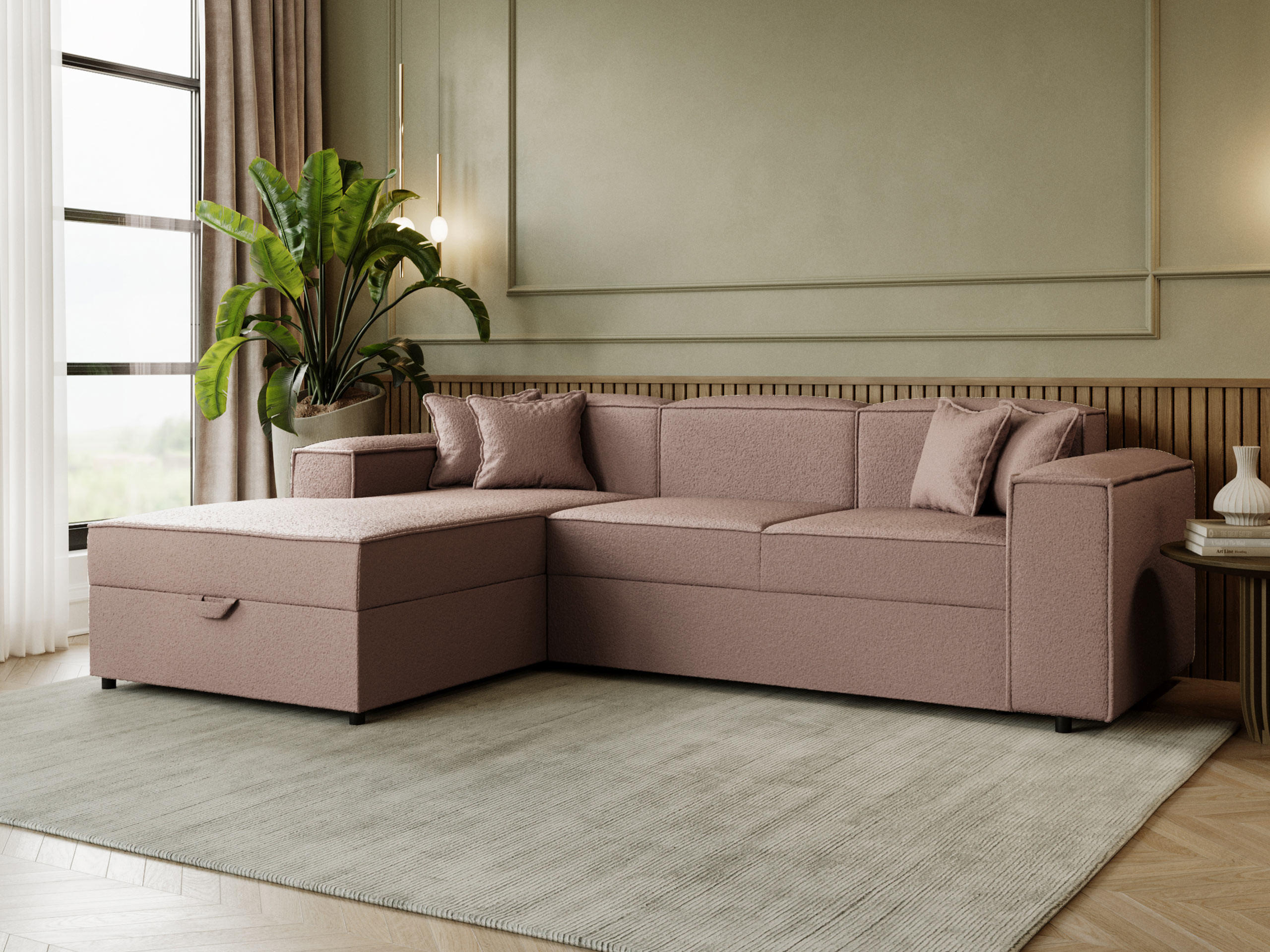 ECKSOFA Santos L, Seite: Links - Hellbraun/Schwarz, Holzwerkstoff/Kunststoff (253/166cm) - MIRJAN24