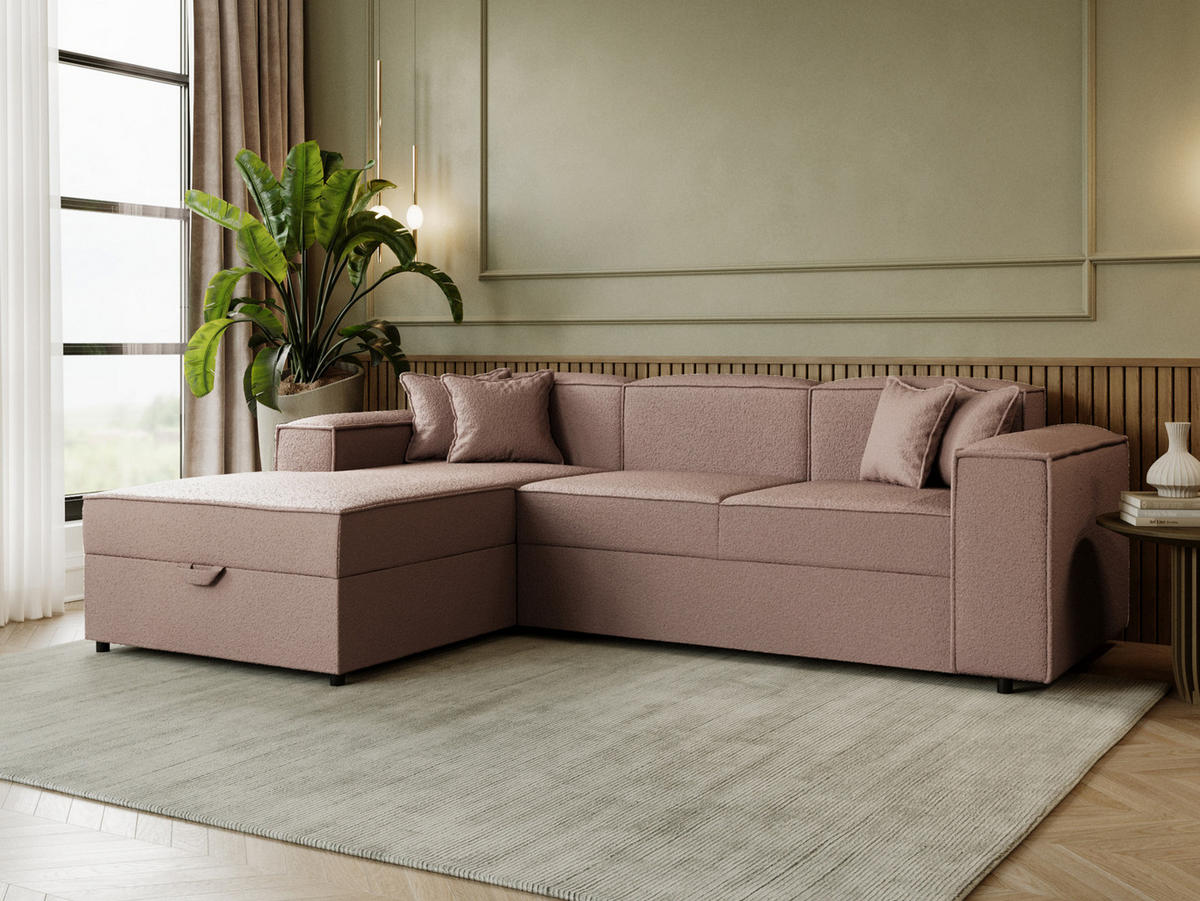 ECKSOFA Santos L, Seite: Links - Hellbraun/Schwarz, Holzwerkstoff/Kunststoff (253/166cm) - MIRJAN24