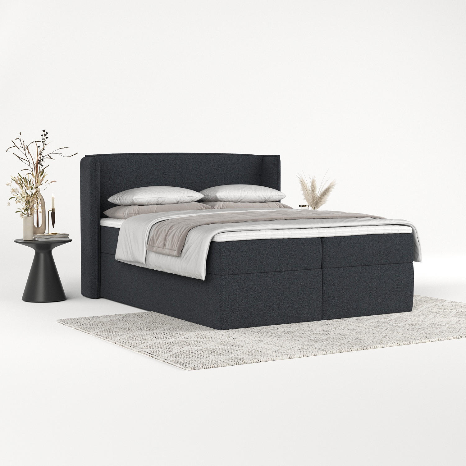 BOXBETT Viva 180/200 cm Anthrazit im Riva Stoff - Anthrazit/Schwarz, Holz/Holzwerkstoff (180/200cm) - AltaBeds