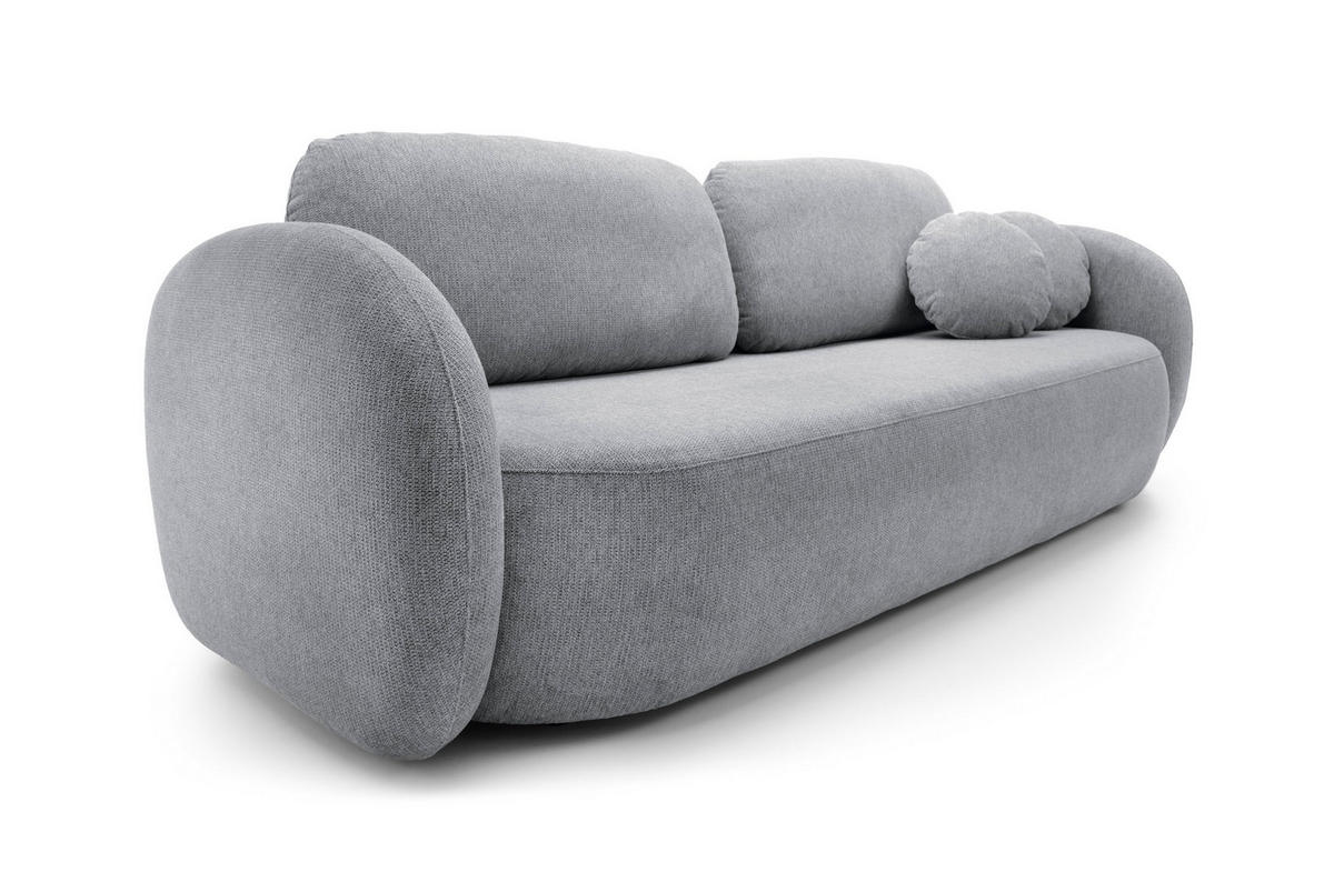 BETTSOFA AMICO Grau Geflochtener Stoff mit Schlaffunktion - Grau, Holz (238/86.5/101cm) - MASSENO