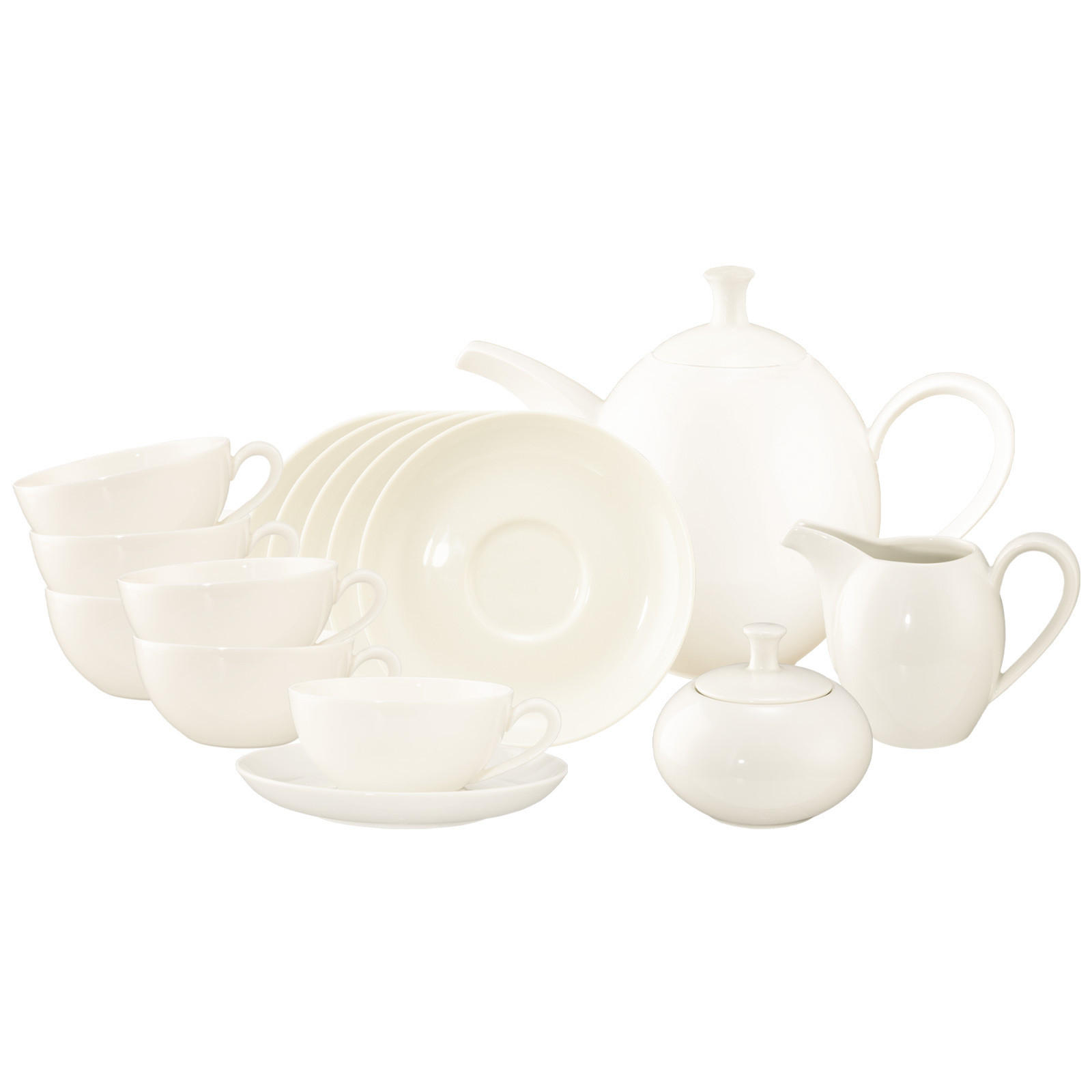 TEESERVICE Savona Fine Diamond creme 15er Set - Creme, Keramik (1/1/1cm) - Seltmann Weiden