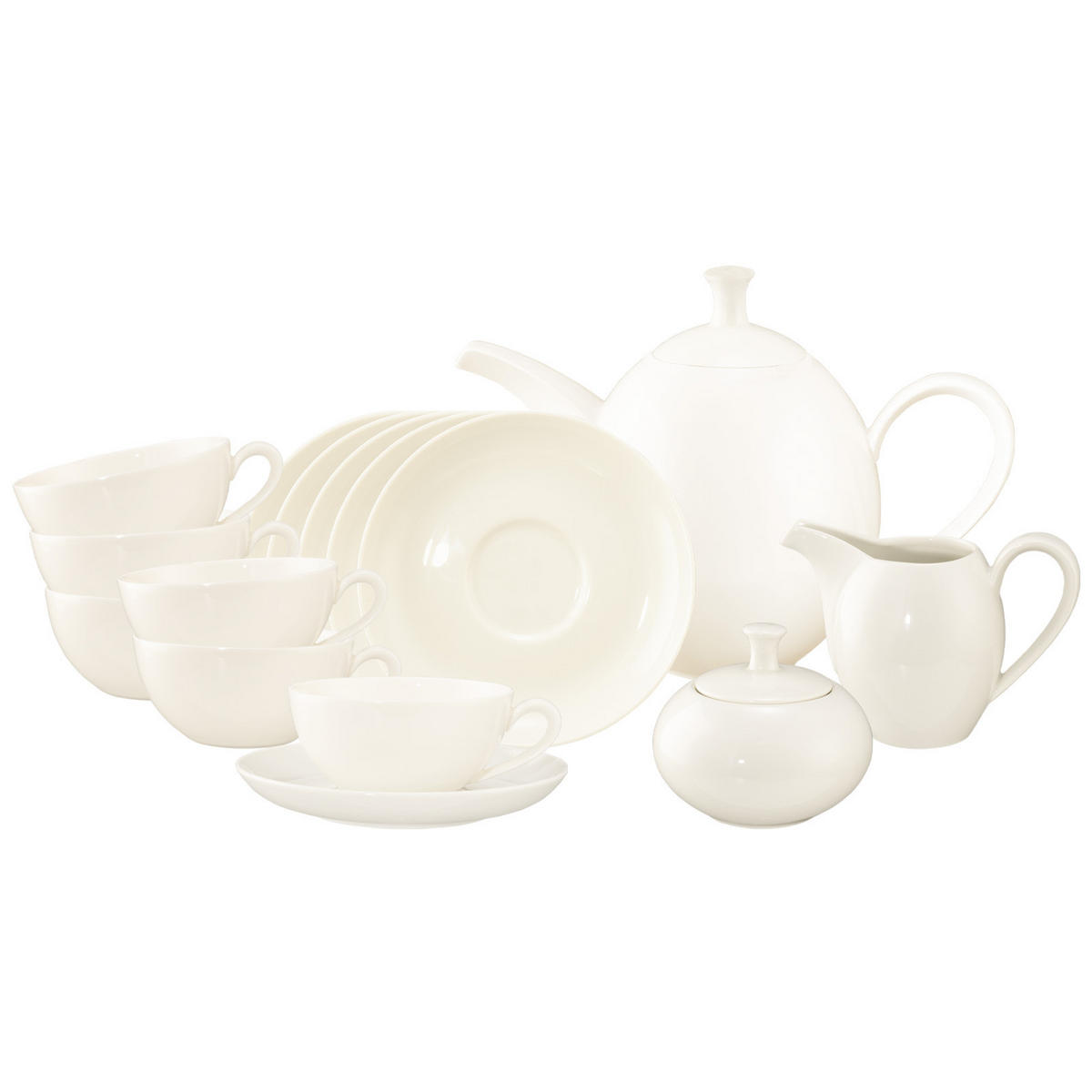 TEESERVICE Savona Fine Diamond creme 15er Set - Creme, Keramik (1/1/1cm) - Seltmann Weiden