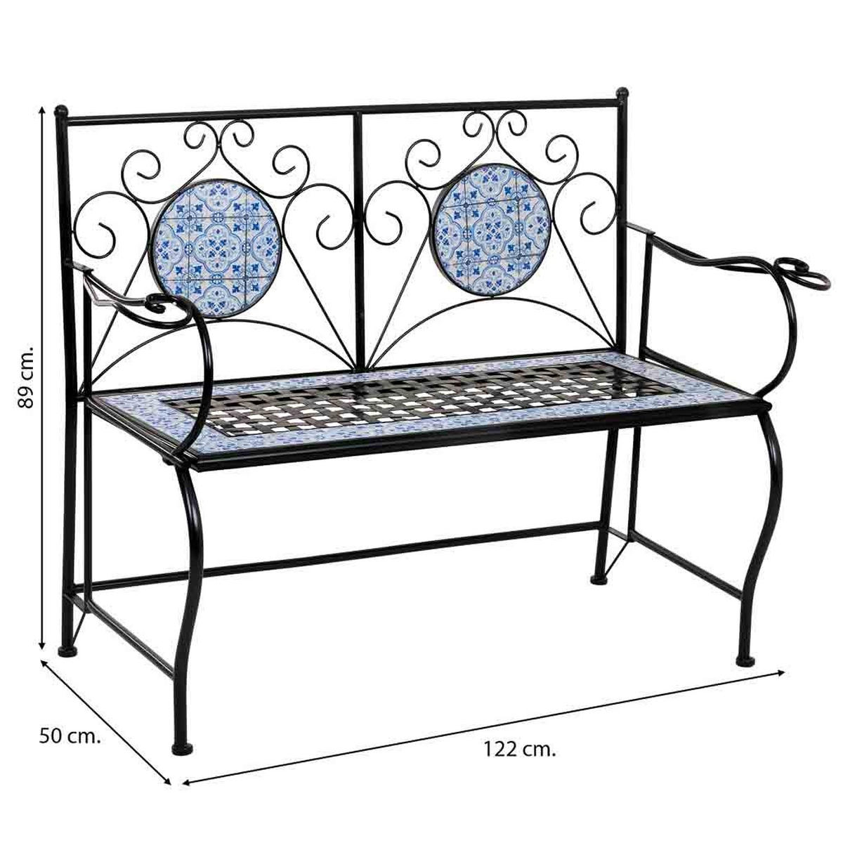 BANK, schwarz, 110x50x88cm - Schwarz, Metall (110/88/50cm) - Wanderlust