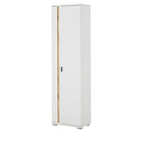 STAURAUMSCHRANK weiß matt, Eiche Wotan 55 x 200 cm, Mehrzweckschrank inklusive Frontbeleuchtung - Silberfarben/Eiche Wotan, Holzwerkstoff/Kunststoff (55/200/35cm) - Furn.Design