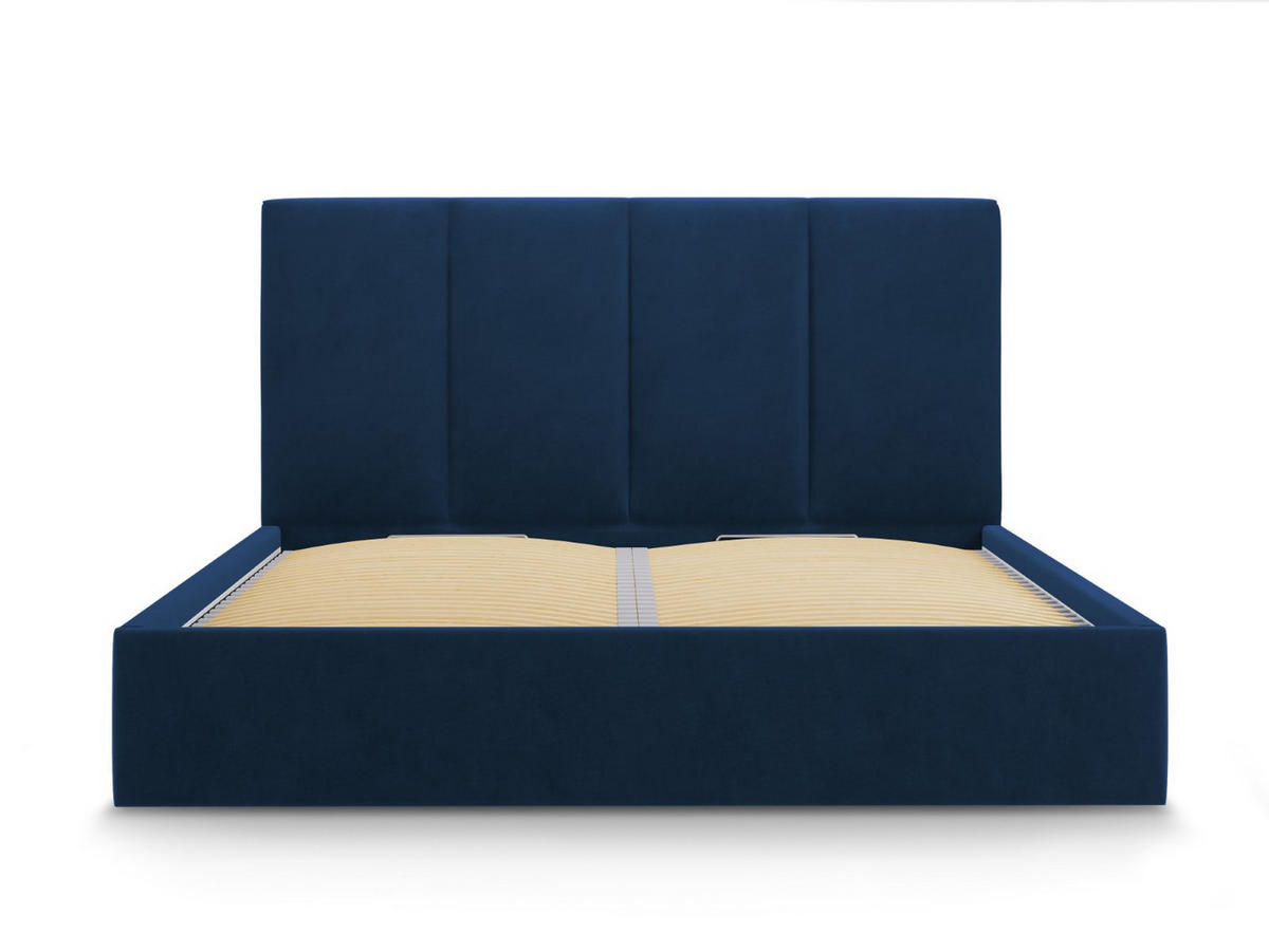 BETT mit Bettkasten und Kopfteil Pyla aus Samt königsblau 180x200cm - Dunkelblau, Textil (180/200cm) - Micadoni