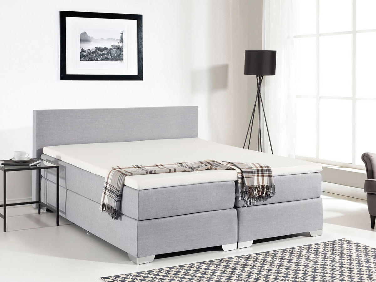 BOXSPRINGBETT 180/200cm Hellgrau President - Hellgrau, Textil (180/200cm) - Beliani