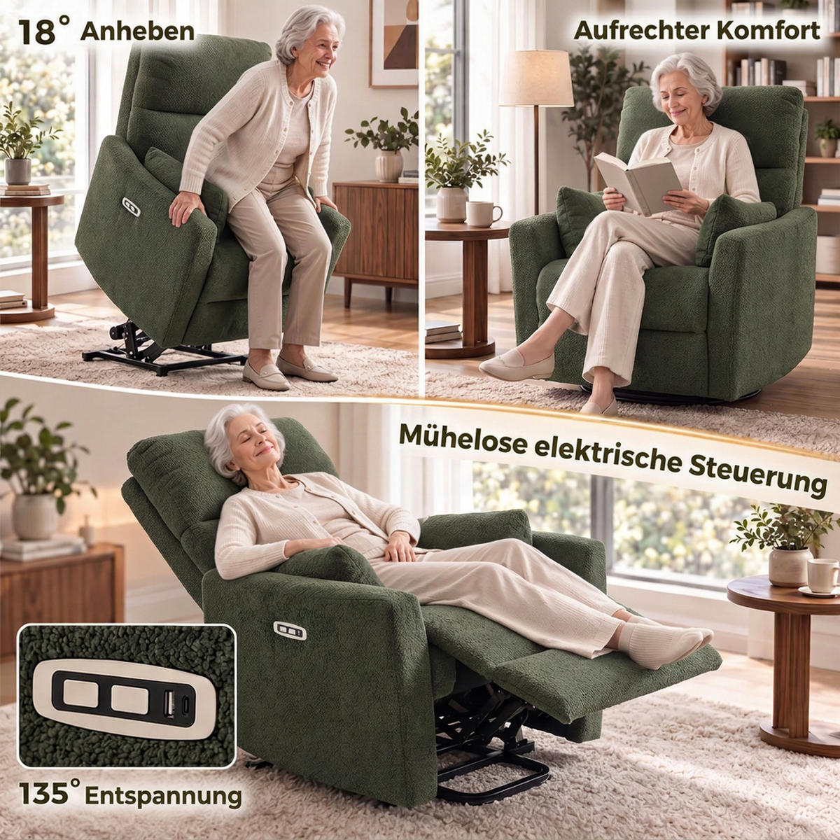 RELAXSESSEL Polyester Schaumstoff Dunkelgrün - Dunkelgrün/Schwarz, Textil/Metall (83/102/94.5cm) - HOMCOM
