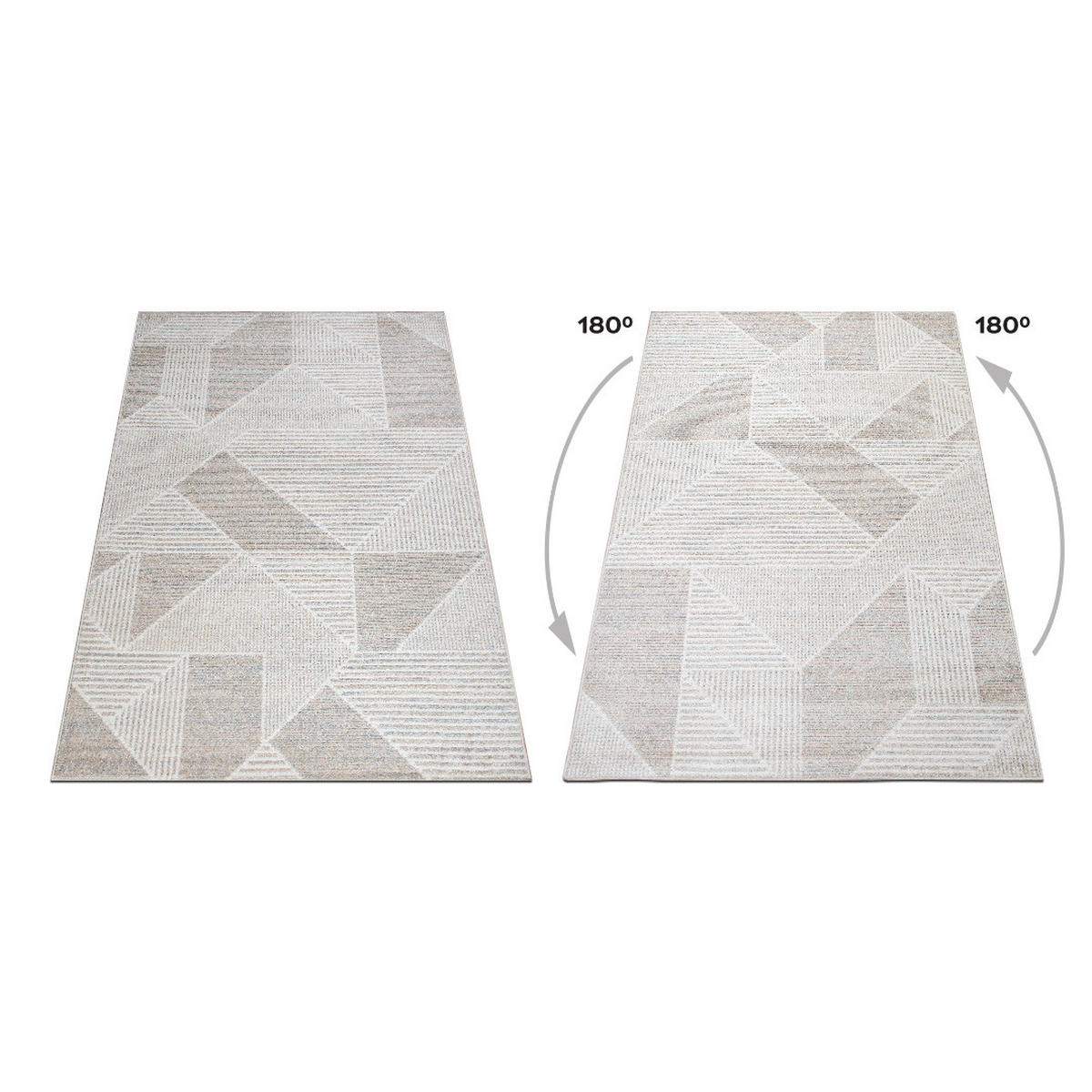 TEPPICH Harmonia geometrisches Design Dreieck Hoch-Tief-Effekt beige 160 x 230 cm - Beige/Creme, Kunststoff/Textil (160/230cm) - oKu-Tex
