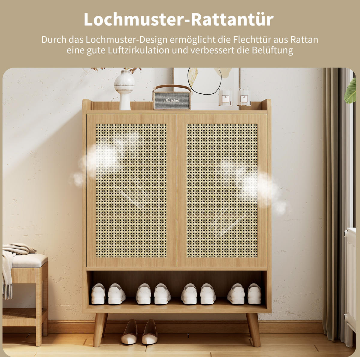 SCHUHSCHRANK 80/105/35 cm Eichefarben aus Spanplatte mit Push-to-Open - Naturfarben, Holzwerkstoff (80/105/35cm) - OKMYHOME