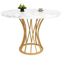 ESSTISCH rund 80x80 cm MDF mit Marmormuster Metall Golden - Goldfarben, Metall (80/80/76cm) - Meubliv