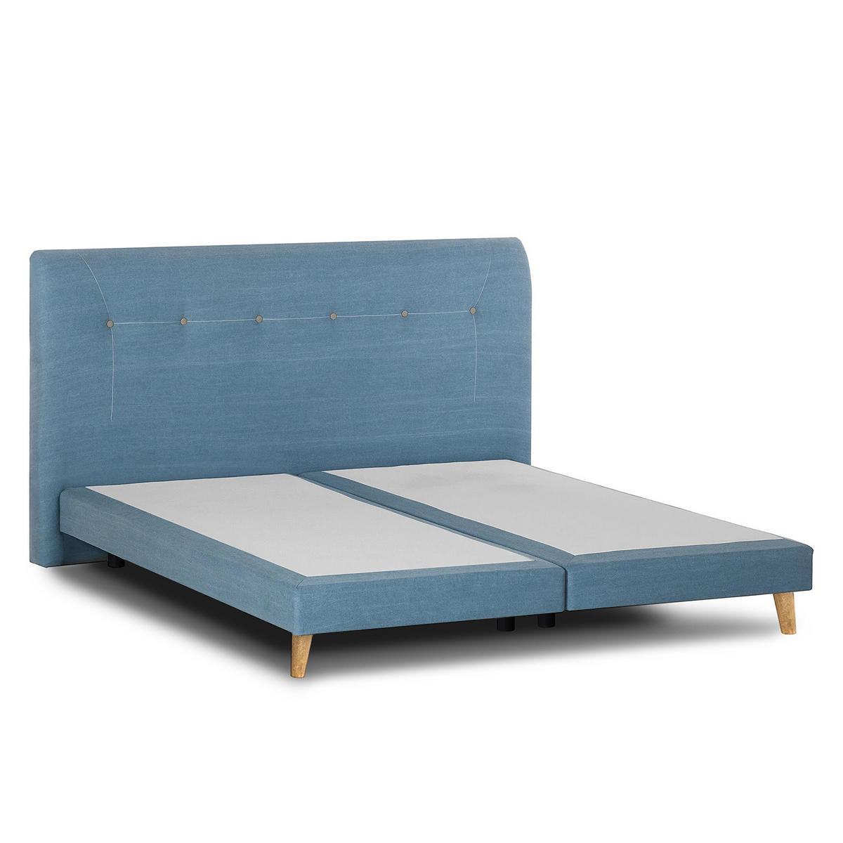 BOXSPRINGBETT - Webstoff - Hellblau, Naturmaterialien (200/200cm) - home24