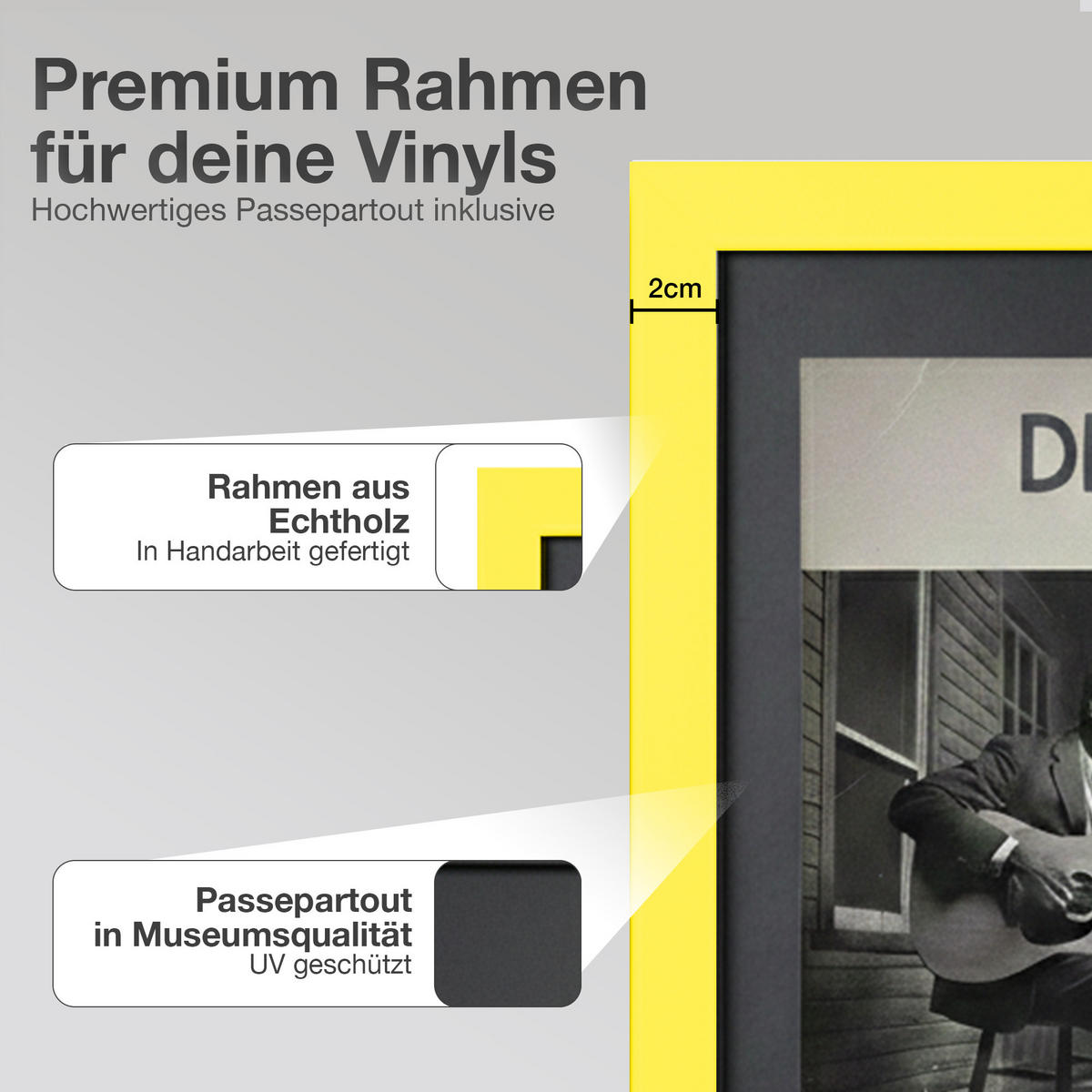 SCHALLPLATTEN BILDERRAHMEN 40/40 2er Set - Gelb, Holz (40/40cm) - K-Möbel