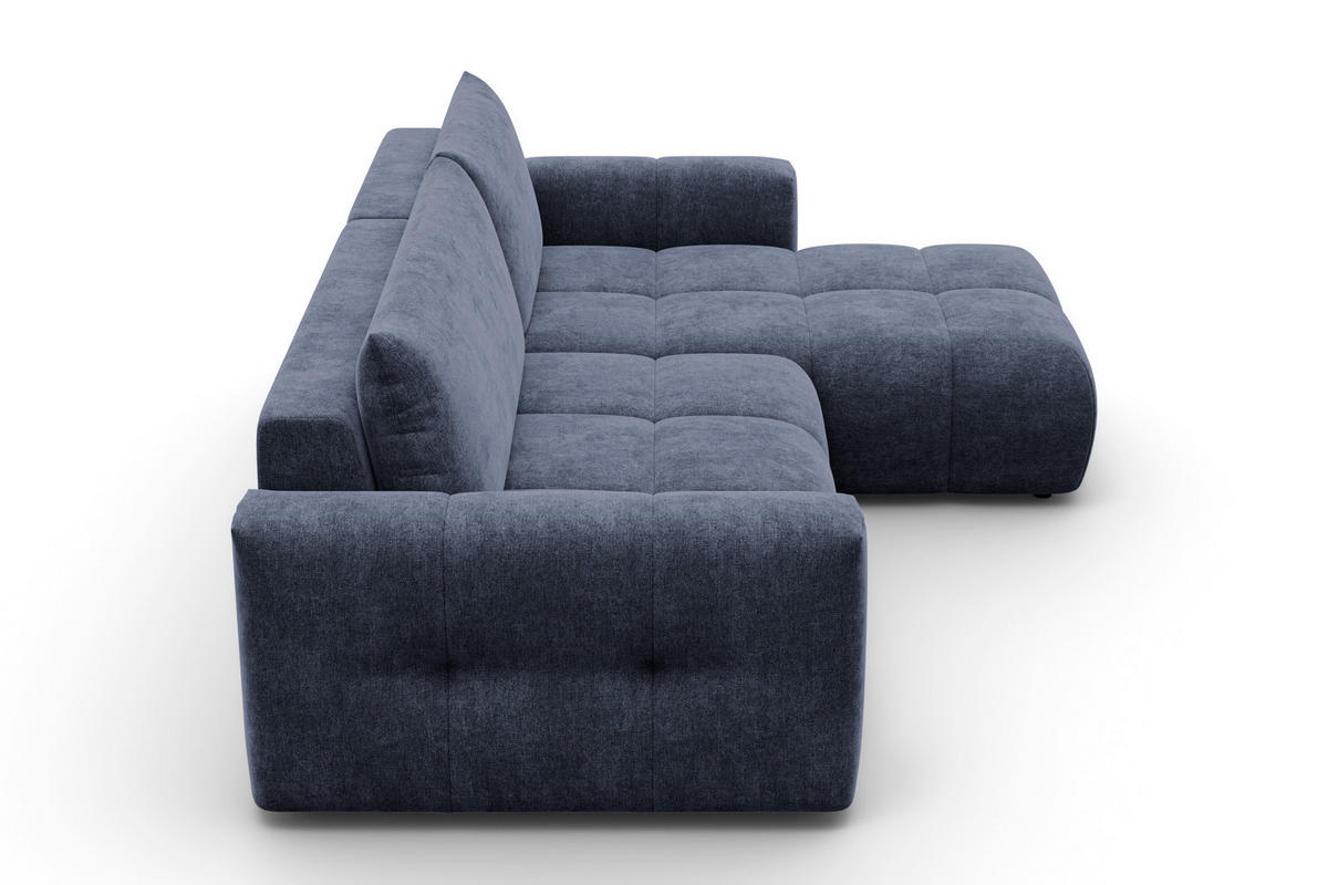 ECKSOFA VERONA 4-Sitzer rechts, Marineblau - Blau/Schwarz, Holz/Textil (266/173cm) - Courtois Laville