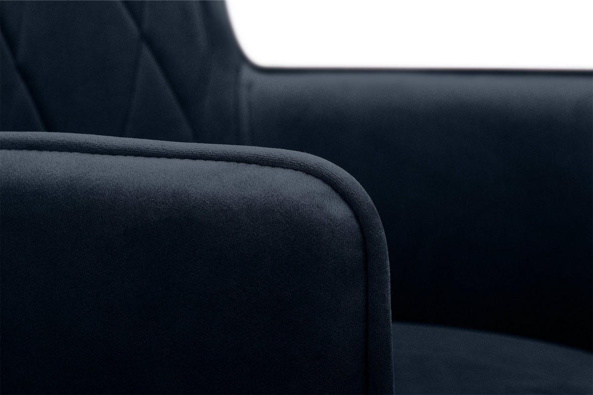ESSZIMMERSTUHLE PYRUS 2-tlg Velours-Sitz, Dunkelblau - Schwarz/Dunkelblau, Textil/Metall (56/84/46cm) - KONSIMO®