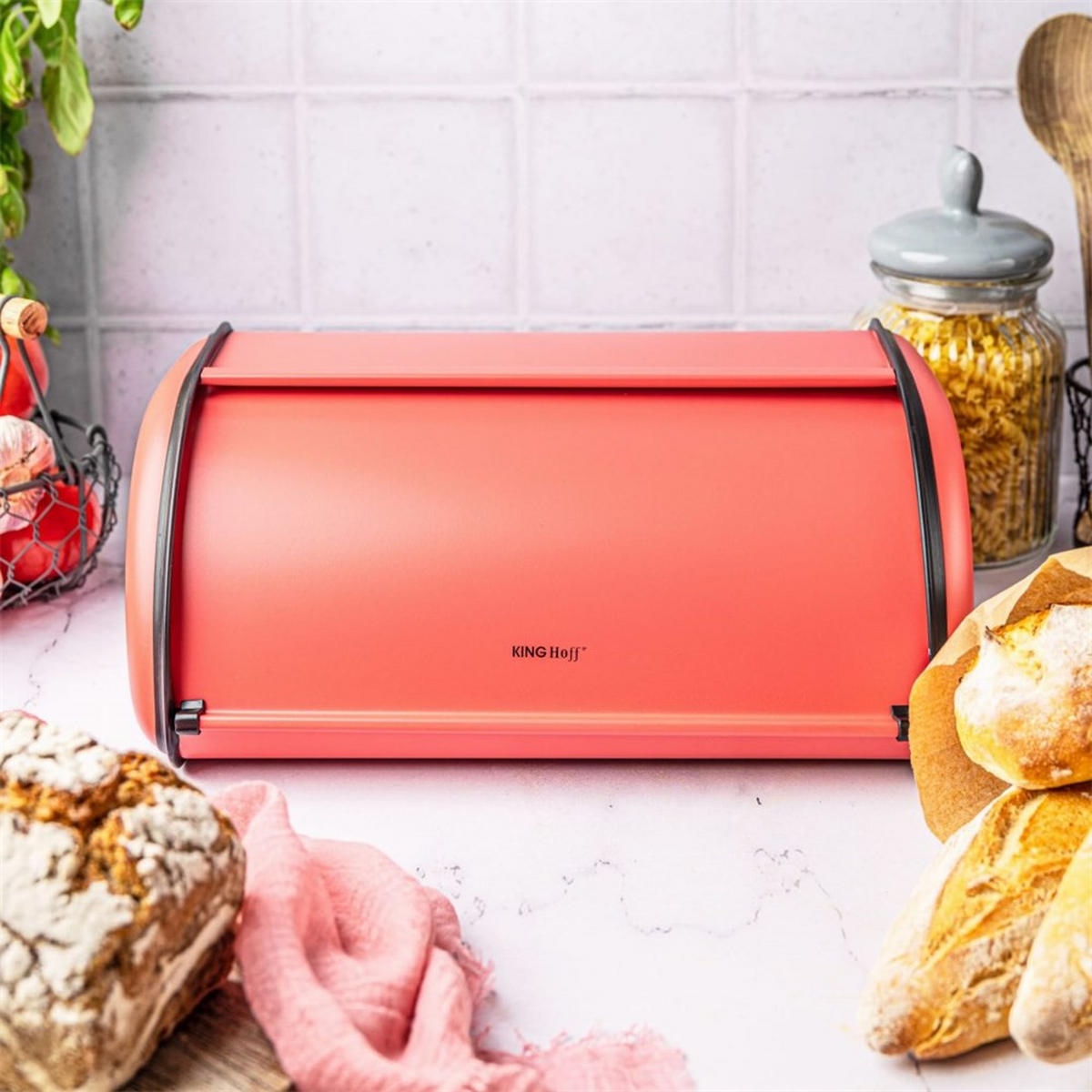 BROTKASTEN Rot 44/27/18.5 cm KH1865 - Rot, Metall (27/18.5/44cm) - Kinghoff 