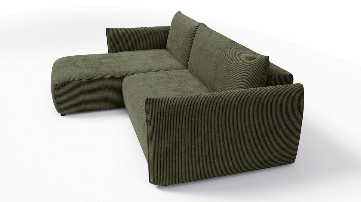 ECKSOFA TAUER 3-Sitzer rechts, olive - Dunkelgrün/Schwarz, Holz/Textil (248/173cm) - Courtois Laville