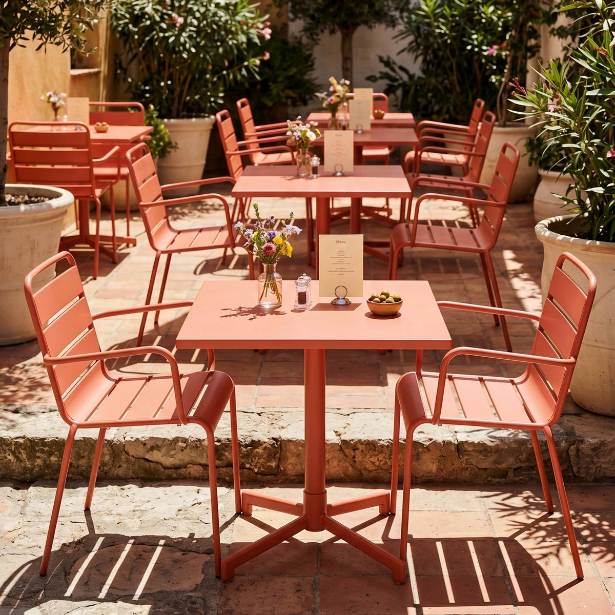 GARTENSET 3-tlg., Tonfarbe - Pink, Metall - Oviala