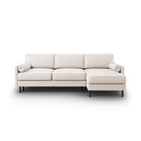 AUSKLAPPBARES-ECKSOFA rechts mit Container Scott aus strukturiertem Stoff leichtes beige 5 Sitzplätze - Beige, Textil (142/212cm) - Micadoni