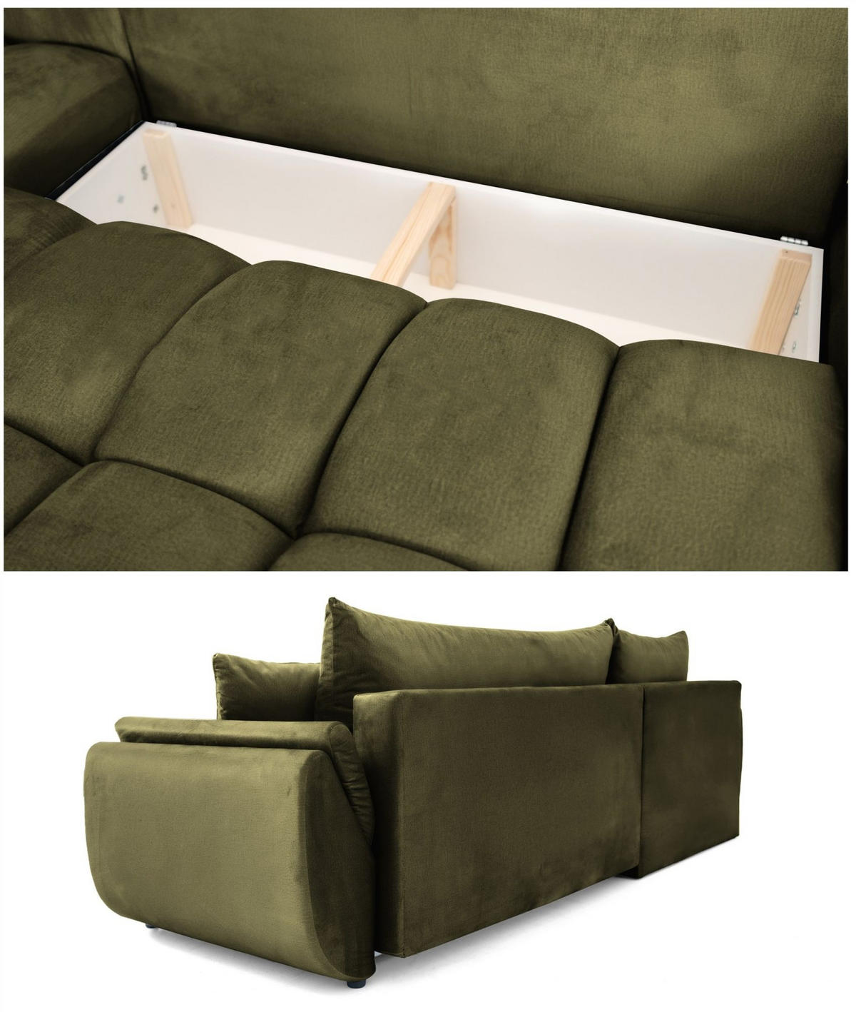 ECKSOFA Collin Mit Schlaffunktion - Grün, Holzwerkstoff/Textil (280/185cm) - Fun Möbel