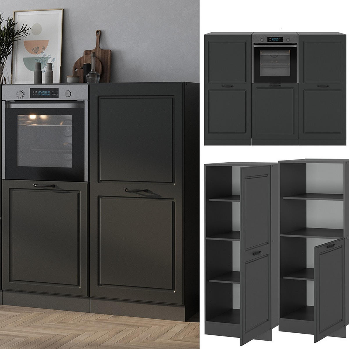 KUHINJSKI BLOK R-Line Antracitna podeželska hiša/antracitna 180 cm brez delovne plošče - antracit, leseni material (180/143/46cm) - Vicco