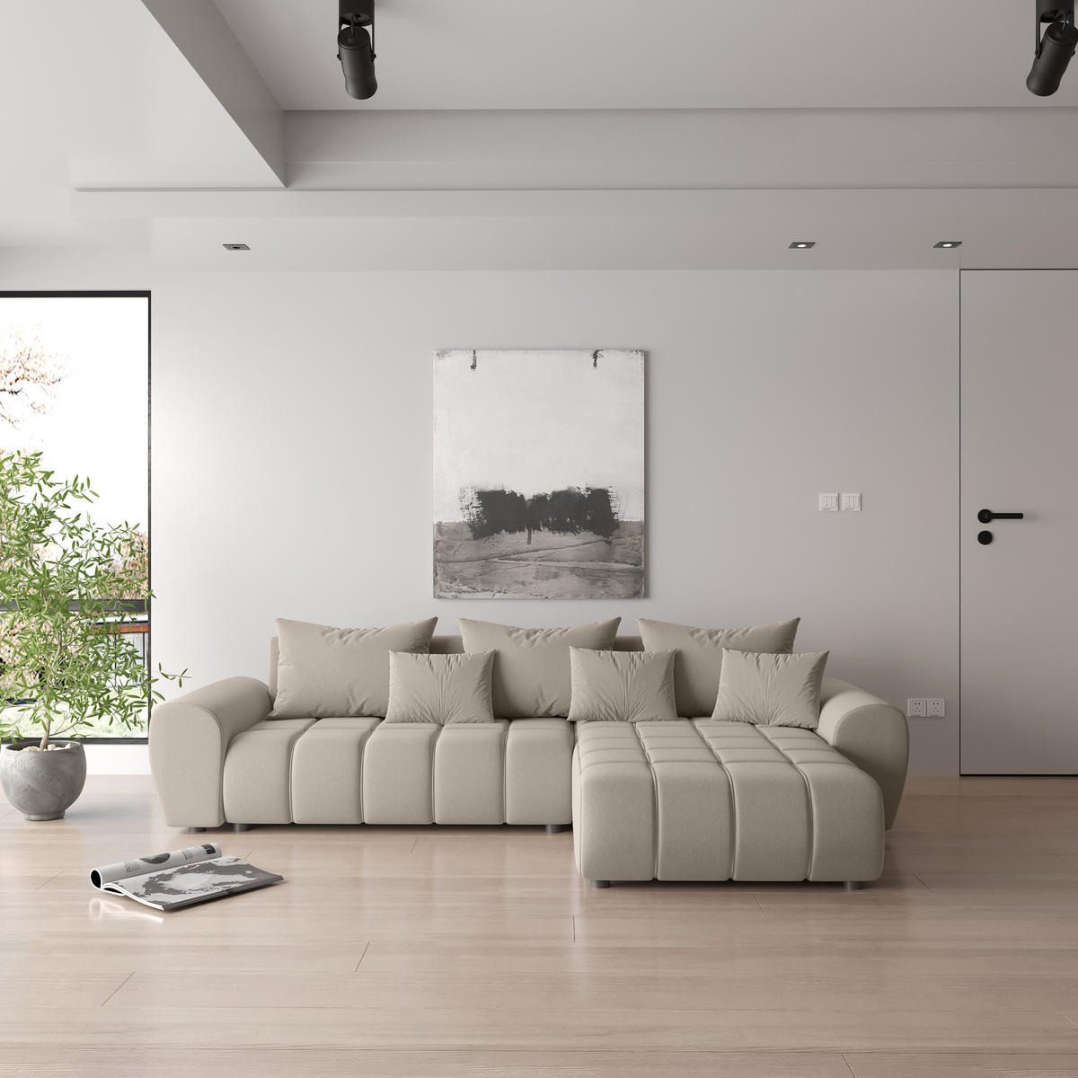 ECKSOFA Eide L mit Schlaffunktion, Beige - Beige, Textil (291/180cm) - Fedve
