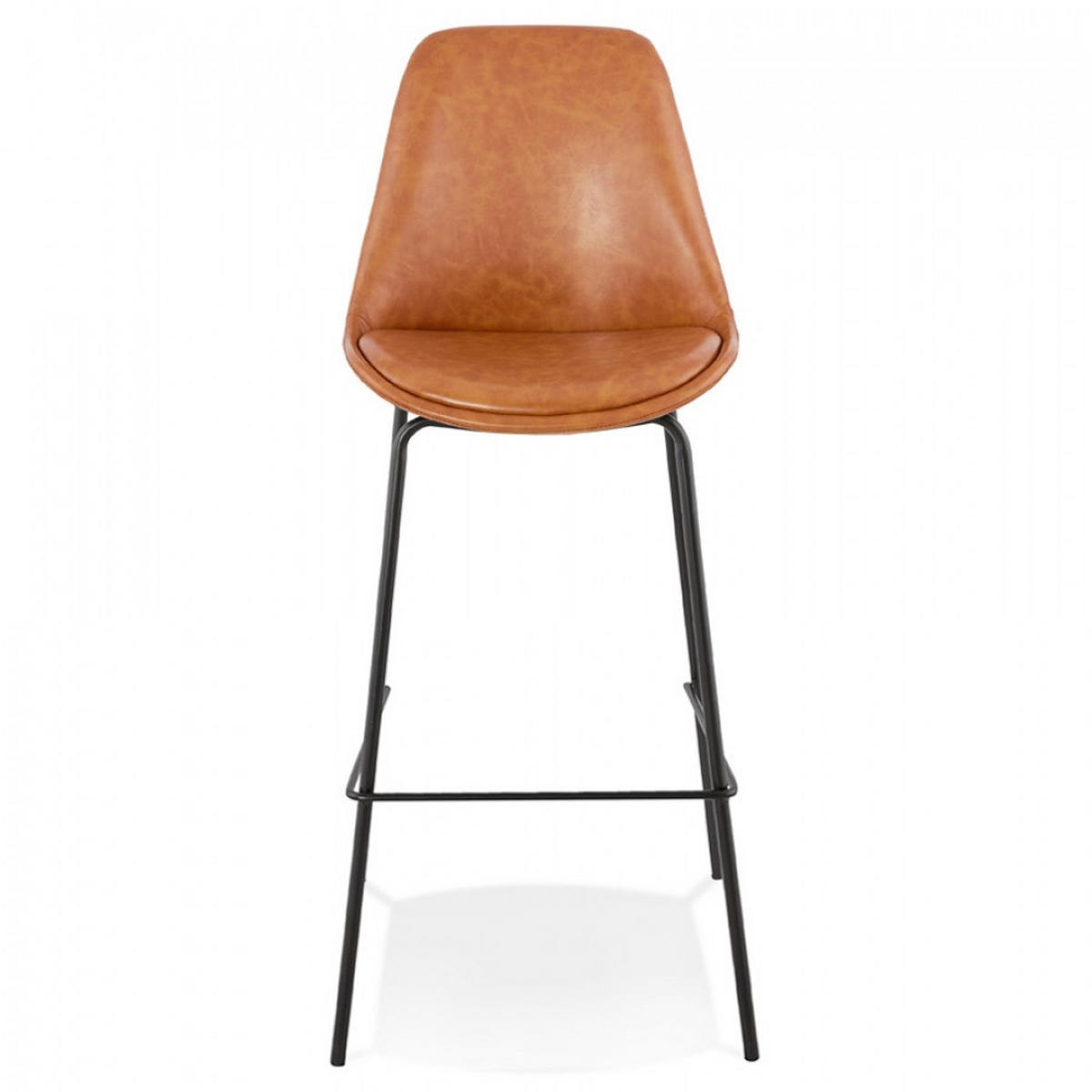 BARHOCKER braun 45x115x49cm - Schwarz/Braun, Leder/Metall (45/115/49cm) - AlterEgo