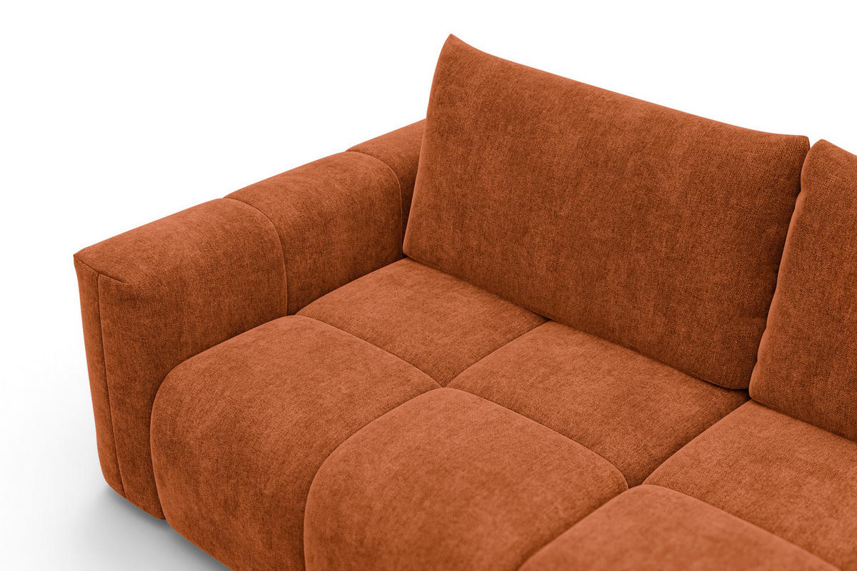 SOFA VERONA 3-Sitzer, Orange - Schwarz/Orange, Holz/Textil (224/83/110cm) - Courtois Laville